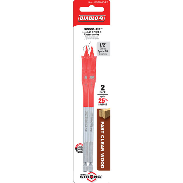 Diablo 1/2 In. x 6 In. SPEEDemon Spade Bit (2-Pack)