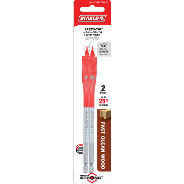 Diablo 1-2 In. x 6 In. SPEEDemon Spade Bit (2-Pack) DSP2050-P2 343627