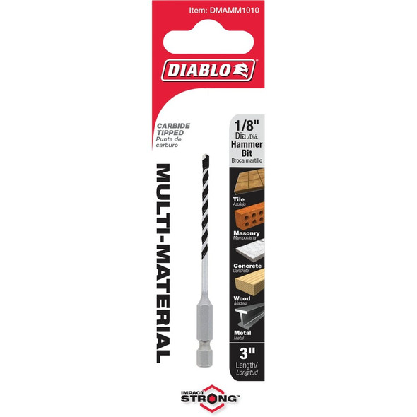 Diablo 1-8 In. x 3 In. Carbide-Tipped Multi-Material Rotary Hammer Drill Bit DMAMM1010 315513