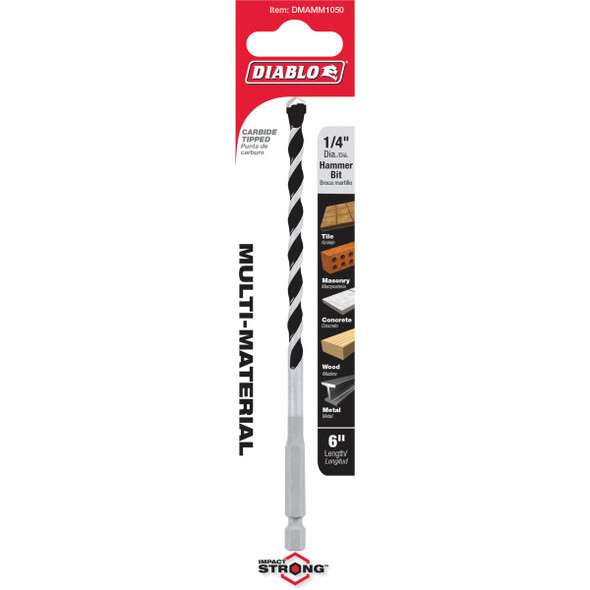 Diablo 1-4 In. x 6 In. Carbide-Tipped Multi-Material Rotary Hammer Drill Bit DMAMM1050 316729