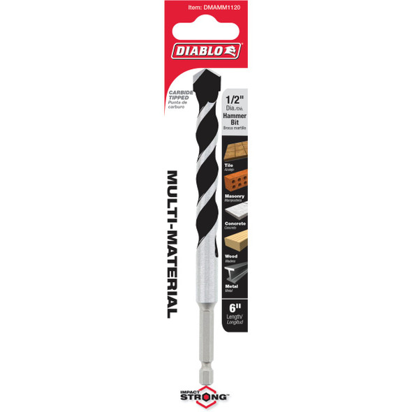 Diablo 1-2 In. x 6 In. Carbide-Tipped Multi-Material Rotary Hammer Drill Bit DMAMM1120 318557