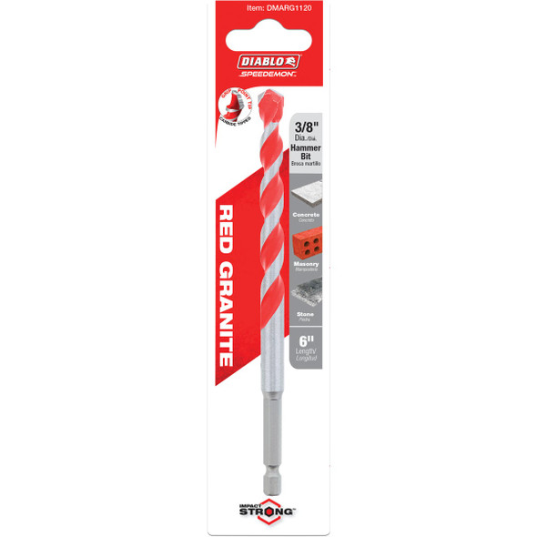 Diablo SPEEDemon 3-8 In. x 6 In. Red Granite Carbide Rotary Hammer Drill Bit DMARG1120 323313