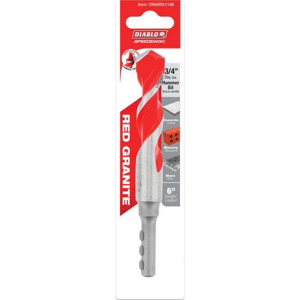 Diablo SPEEDemon 3-4 In. x 6 In. Red Granite Carbide Rotary Hammer Drill Bit DMARG1190 326024