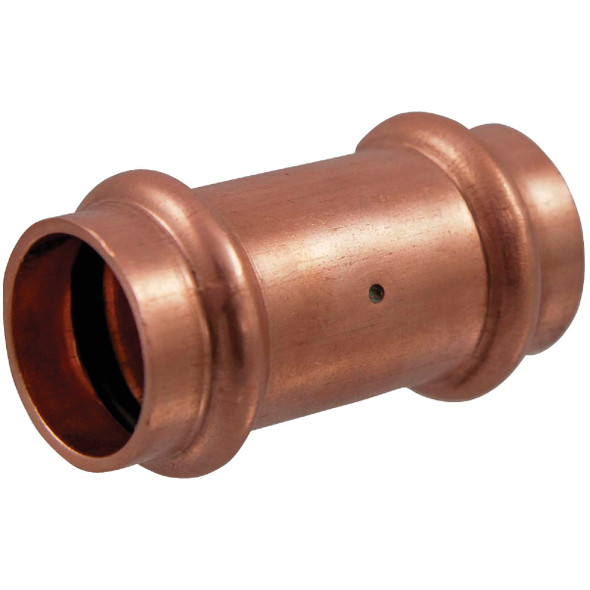 NIBCO 3/4 In. x 3/4 In. Press Copper Coupling with Stop 9001250PCU NIBCO 3/4 In. x 3/4 In. Press Copper Coupling with Stop 9001250PCU