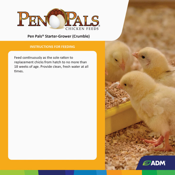 ADM Pen Pals 25 Lb. Chicken Starter/Grower Chicken Feed ADM Pen Pals 25 Lb. Chicken Starter/Grower Chicken Feed