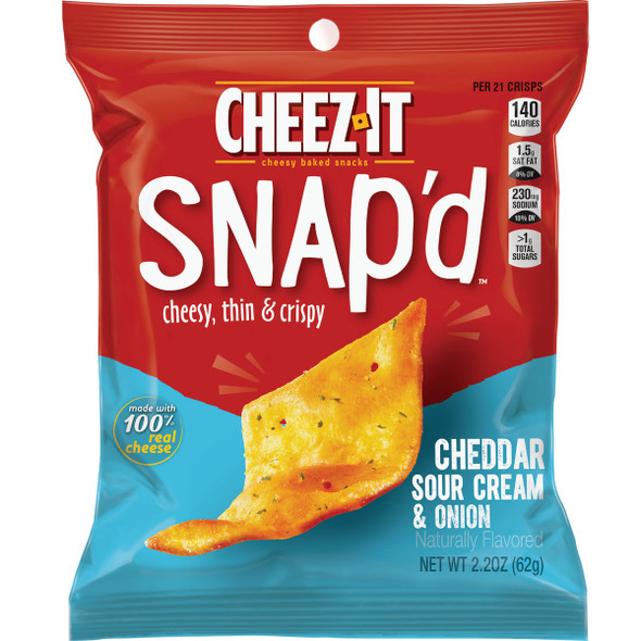 Cheez-it Snap'd 2.2 Oz. Cheddar Sour Cream & Onion Crackers 121735 Pack of 6