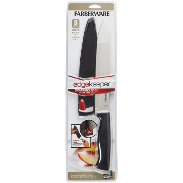 Farberware 8 In. Black Slicer Knife with Edgekeeper Sheath