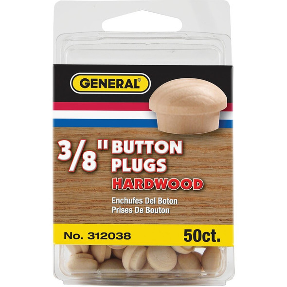 General Tools 3-8 In. Hardwood Round Head Button Plug (50-Count) 312038 325288