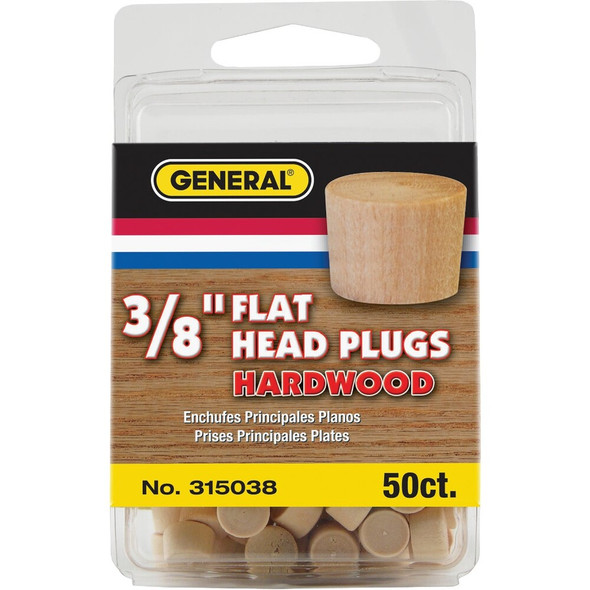 General Tools 3-8 In. Hardwood Flat Head Plug (50-Count) 315038 341745