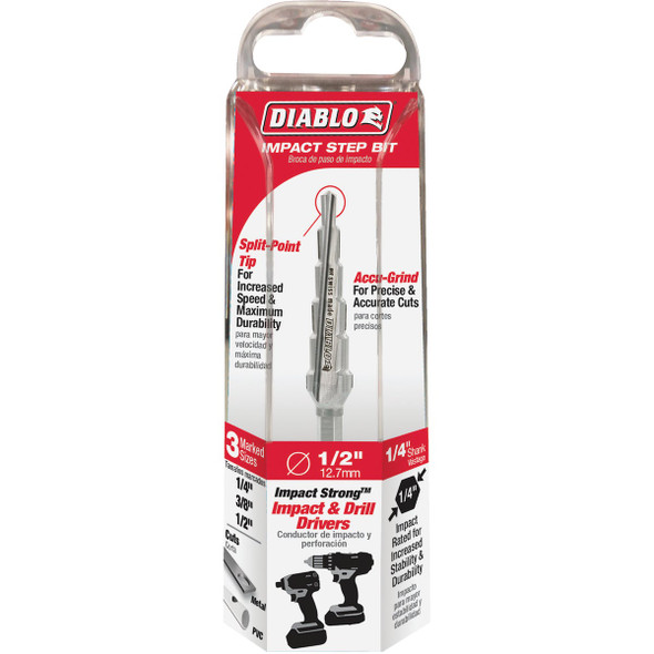 Diablo 1/4 In. - 1/2 In. Impact Step Drill Bit, 6 Steps DSD0500S06