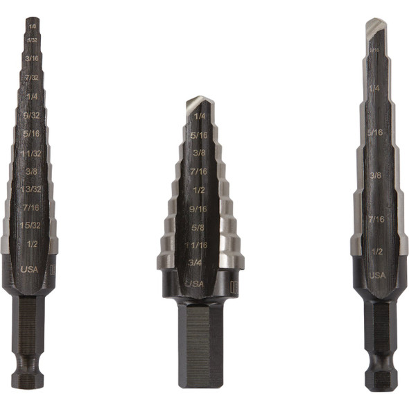 Irwin Unibit 3-Piece High-Speed Steel Step Drill Bit Set, #1 #2 #3 10502ZR