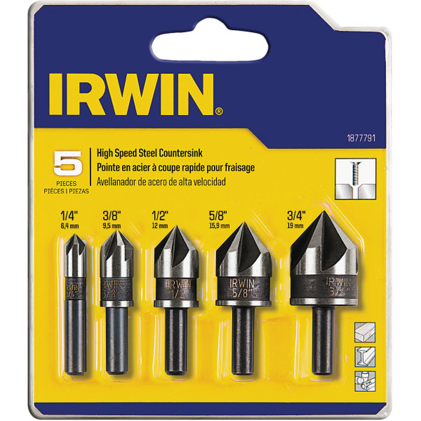 Irwin 5-Piece Black Oxide Metal Countersink Bit Set 1877791