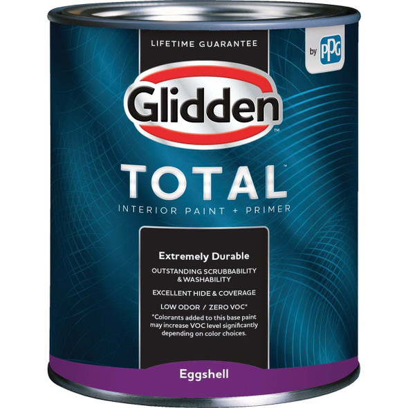 Glidden Total Interior Paint + Primer Eggshell Ultra Deep Base Quart