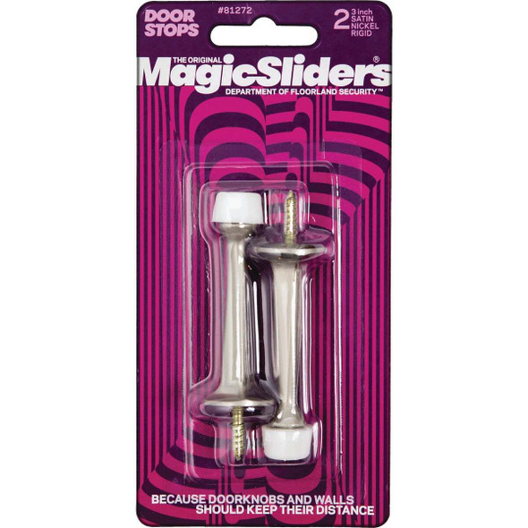 Magic Sliders 3 In. Satin Nickel Rigid Door Stop (2-Pack) 81272