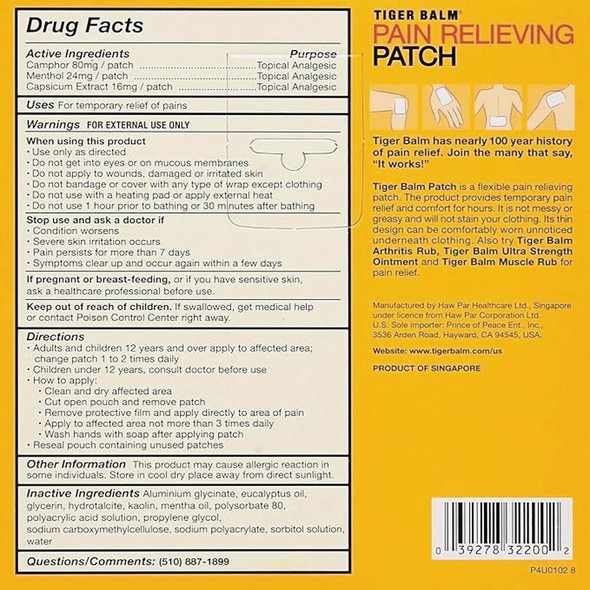 Tiger Balm Small Pain Relieving Patch (5-Count)
