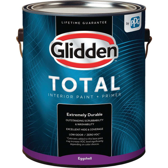 Glidden Total Interior Paint + Primer Eggshell White & Pastel Base 1 Gallon