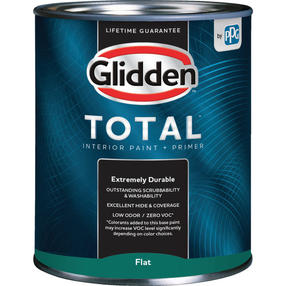 Glidden Total Interior Paint + Primer Flat White & Pastel Base Quart