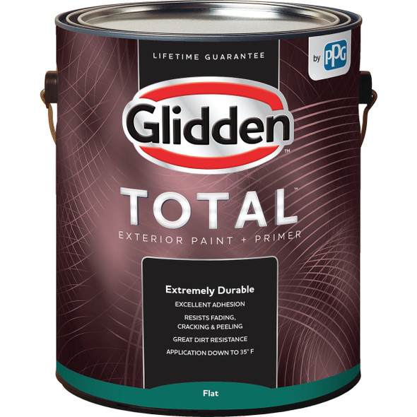 Glidden Total Exterior Paint + Primer Flat White & Pastel Base 1 Gallon