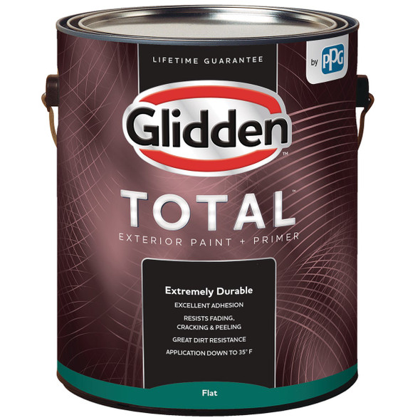 Glidden Total Exterior Paint + Primer Flat White & Pastel Base 1 Gallon