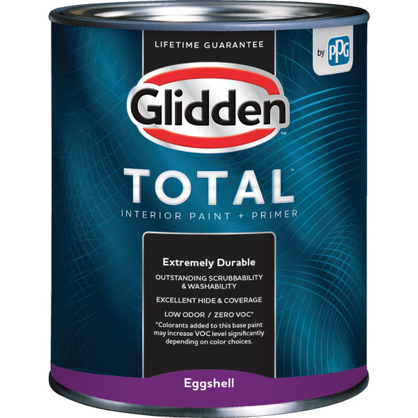Glidden Total Interior Paint + Primer Eggshell White & Pastel Base Quart