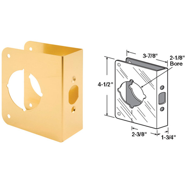 Defender Security 1-3/4 In. x 2-3/8 In. Brass Door Reinforcer U 9556