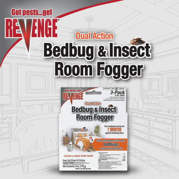 REVENGE 2 Oz. Dual Action Bedbug Indoor Insect Fogger (3-Pack)