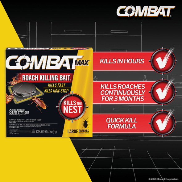 Combat Max 0.49 Oz. Solid Large Roach Bait Station (8-Pack) Combat Max 0.49 Oz. Solid Large Roach Bait Station (8-Pack)