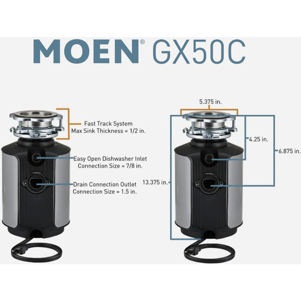 Moen Prep Series 1/2 HP 115V Garbage Disposal