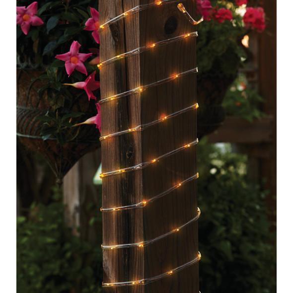 Outdoor Expressions 28 Ft.100-Light LED Warm White Solar Rope Light