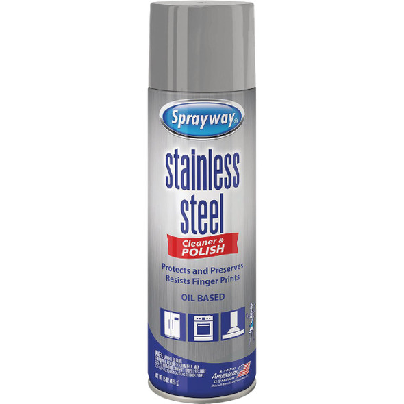 Sprayway 15 Oz. Silicone Formula Stainless Steel Cleaner & Polish SW148R