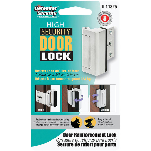 Defender Security Chrome High Security Door Reinforcement Lock U 11325 222033
