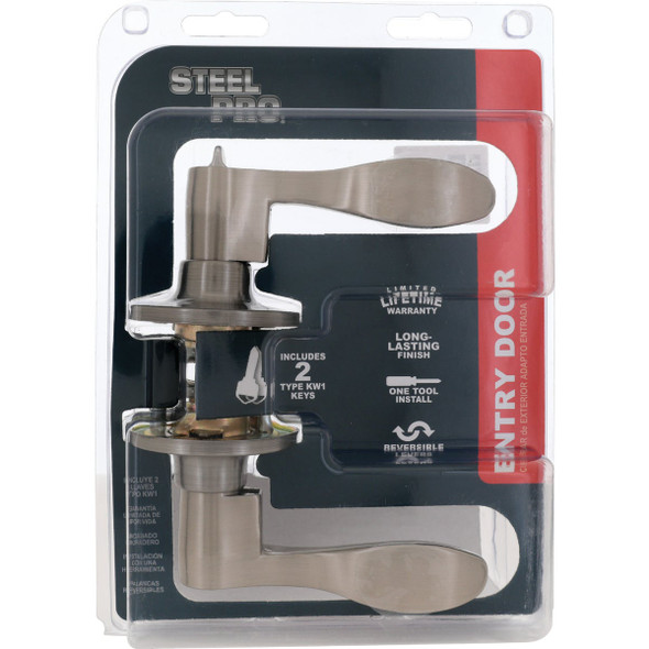 Steel Pro Brushed Nickel Wave Entry Door Lever LC2X200B 200950