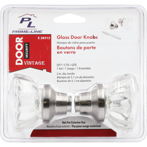 Defender Security 2 In. Satin Nickel Fluted Glass Door Knob E 28315 248733