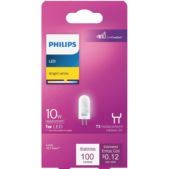 Philips 1W Clear T3 Bi-Pin LED Landscape Low Voltage Light Bulb 567180 502331