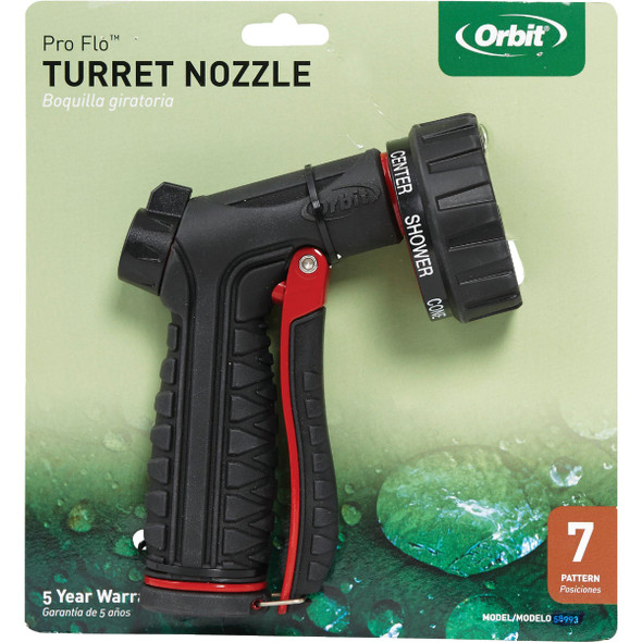 Orbit Pro Flo Metal 7-Pattern Front Trigger Nozzle, Black Orbit Pro Flo Metal 7-Pattern Front Trigger Nozzle, Black