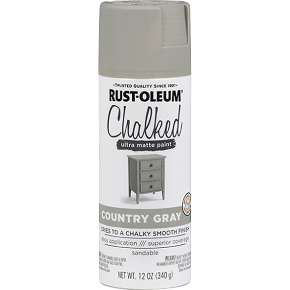 Rust-Oleum Chalked 12 Oz. Ultra Matte Spray Paint, Country Gray 302593
