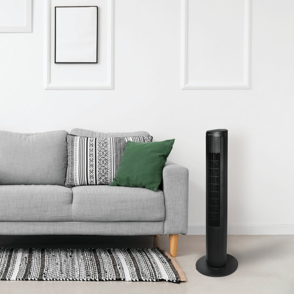 Denali Aire 40 In. Black 3-Speed Oscillating Digital Tower Fan with Remote