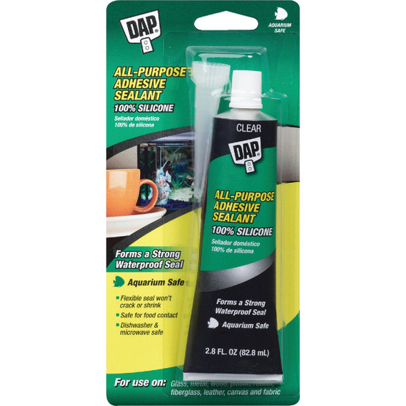 DAP 2.8 Oz. All-Purpose 100% Silicone Adhesive Sealant, Clear 7079800755