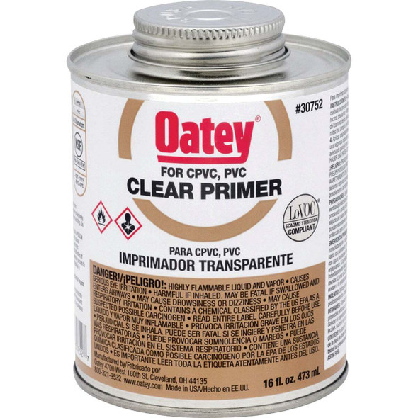 Oatey 16 Oz. Clear Pipe and Fitting Primer for PVC/CPVC  30752