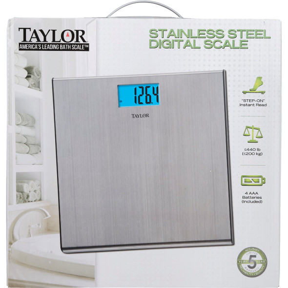 Taylor Digital 440 Lb. Stainless Steel Bath Scale, Silver Taylor Digital 440 Lb. Stainless Steel Bath Scale, Silver
