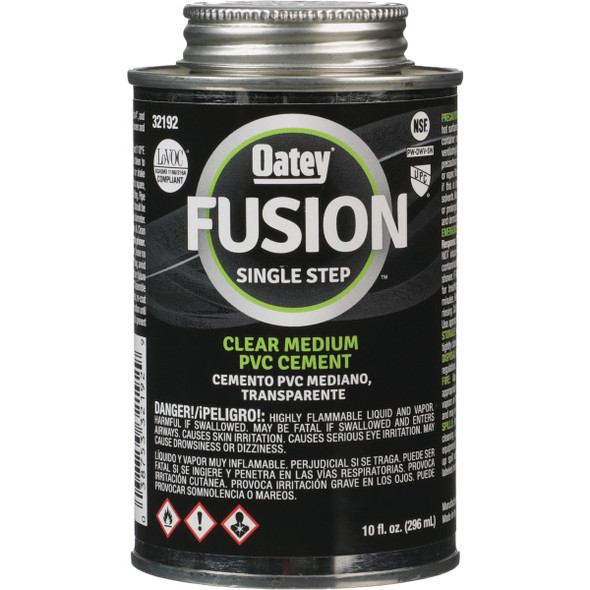 Oatey FUSION 10 Oz. Single-Step Medium Bodied Clear Priming PVC Cement 32192