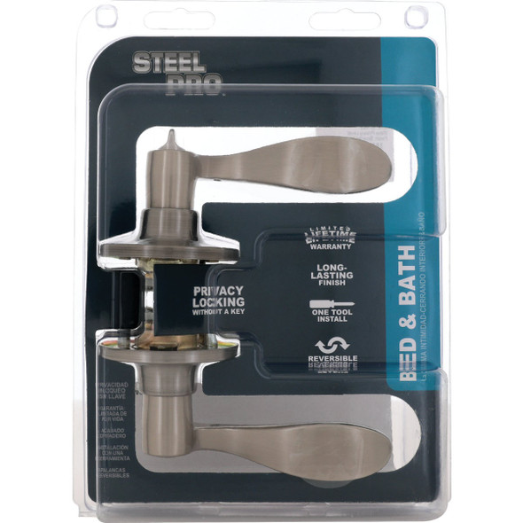 Steel Pro Brushed Nickel Privacy Door Lever LC2X201B 201029