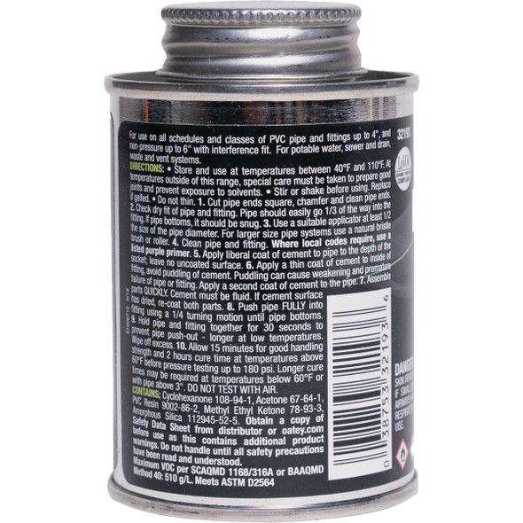 Oatey FUSION 4 Oz. Single-Step Medium Bodied Clear Priming PVC Cement 321935 495555