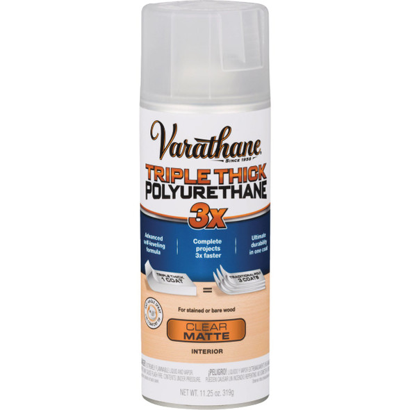 Varathane Triple Thick Matte Clear Spray Polyurethane, 11.25 Oz. 318289 771916