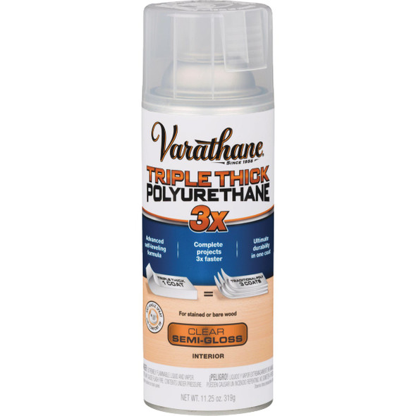 Varathane Triple Thick Semi-Gloss Clear Spray Polyurethane, 11.25 Oz. 318291 771912