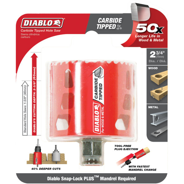 Diablo 2-3/4 In. Carbide-Tipped Hole Saw
