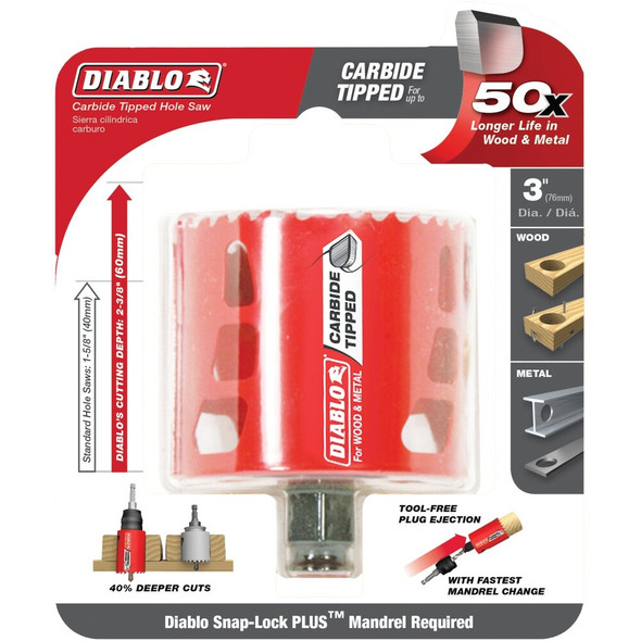 Diablo 3 In. Carbide-Tipped Hole Saw DHS3000CT 300821