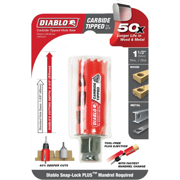 Diablo 1-1-2 In. Carbide-Tipped Hole Saw DHS1500CT 300659