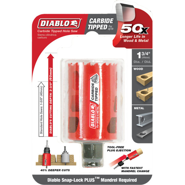 Diablo 1-3/4 In. Carbide-Tipped Hole Saw