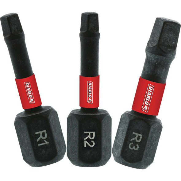 Diablo 3-Piece Square 1 In. Impact Screwdriver Bit Set DSQV1-S3